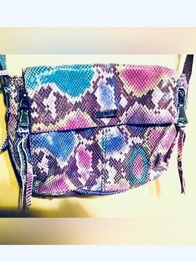 Aimee Kestenberg Bali Multicolor leather embossed python crossbody